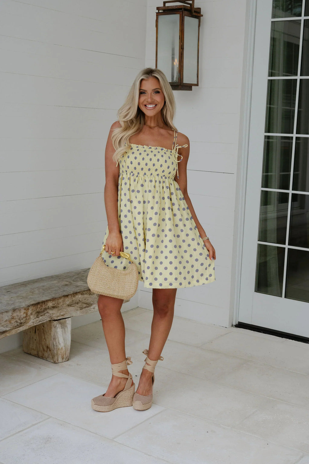 Julie Polka Dot Babydoll Dress-Butter Yellow