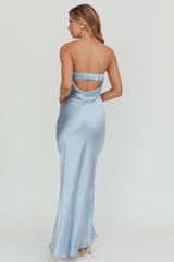 Kona Strapless Open Back Maxi Dress Blue