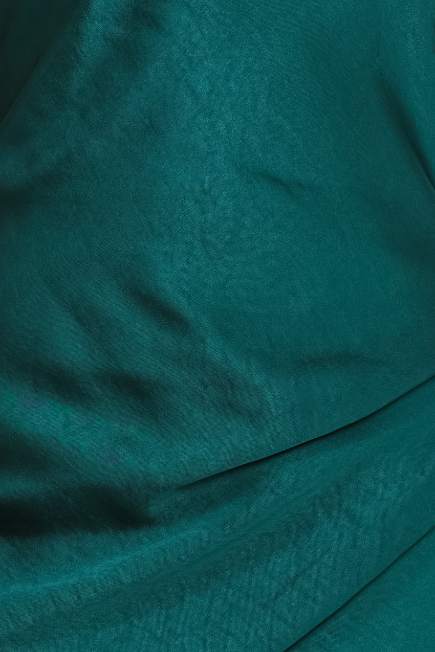 Light Minds Satin Midi Dress Forest Green