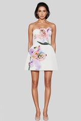 Raldrek White Floral Bustier Mini Dress