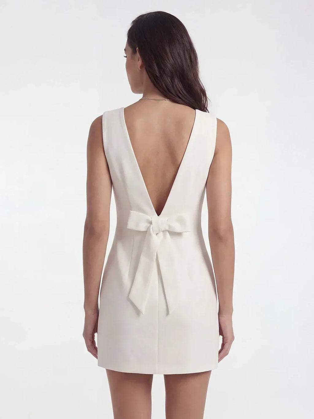 Boatneck Bow Back A-Line Mini Dress