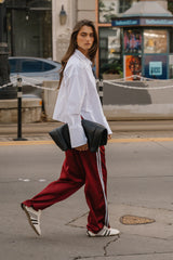 Lola Satin Track Pants in Red