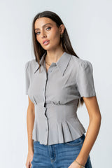 Mary Sheer Blouse in Grey