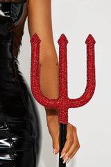 Perfect Devil Rhinestone Pitch Fork Prop - Red