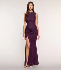 Hallie Cowl Back Front Slit Mermaid Dress