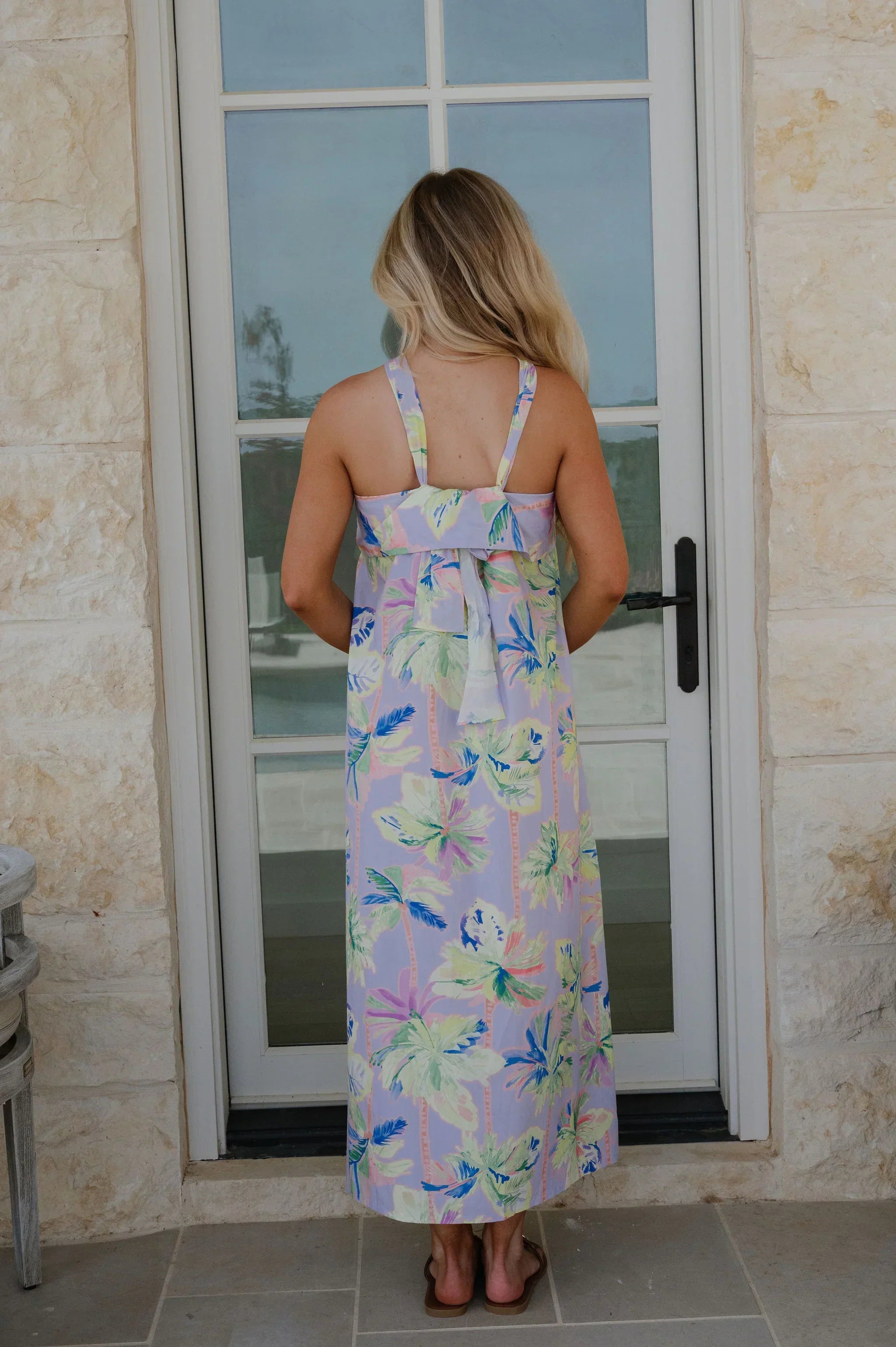 Floral Radiance Maxi Dress-Baja Blues