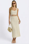 Bali Square Neck Sleeveless Crochet Midi Dress