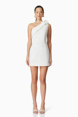 Celia Mini Asymmerical Dress in White