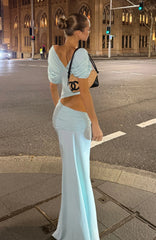 I'm Your Girl Off Shoulder Maxi Dress Aqua