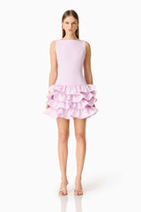 Saphine Ruffle Mini Dress in Pink