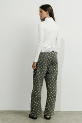 Priya Polka Dot Barrel Jeans in Grey