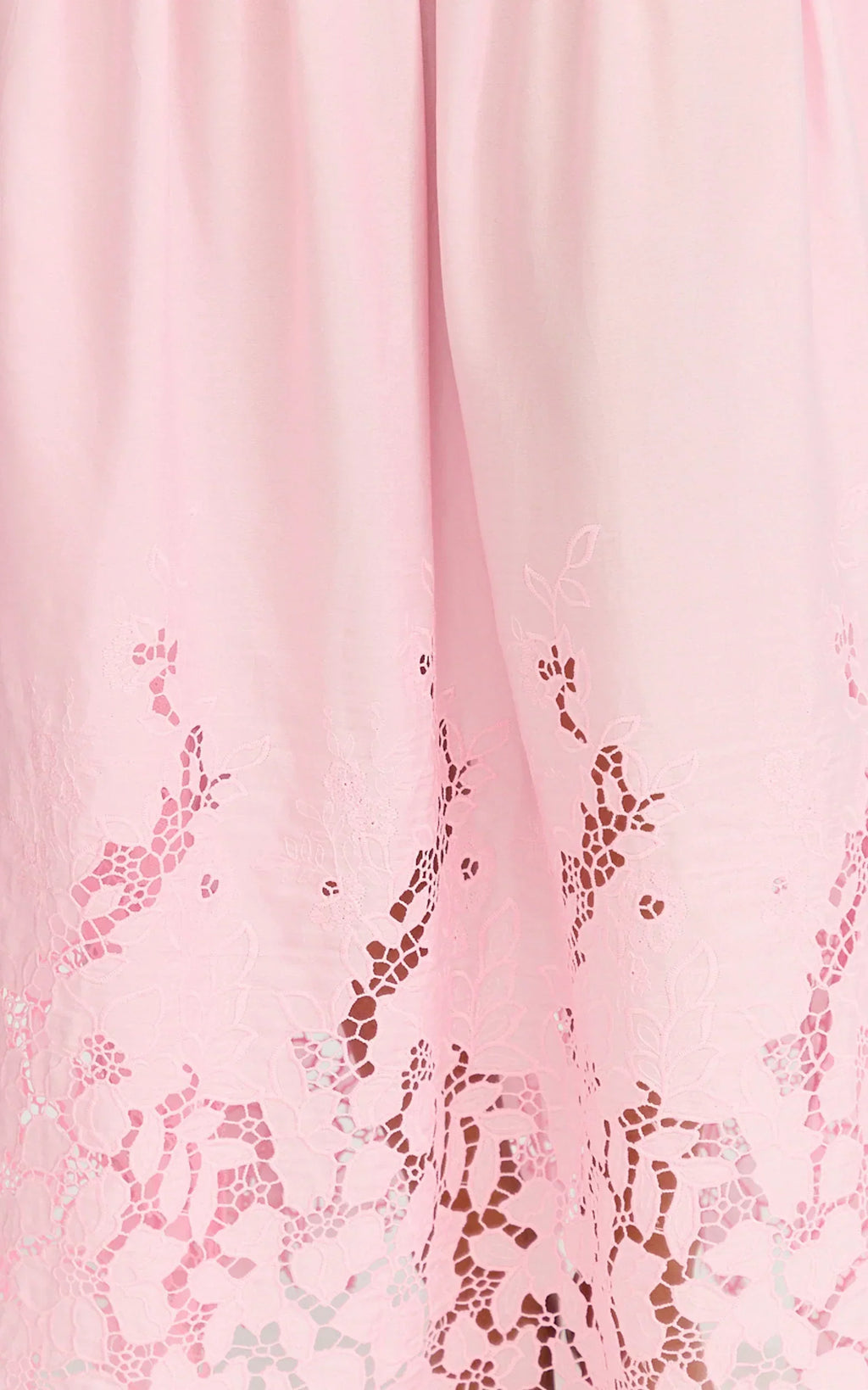Everly Maxi Dress - Straight Neck Broderie Cut Out Hem Dress In Pink