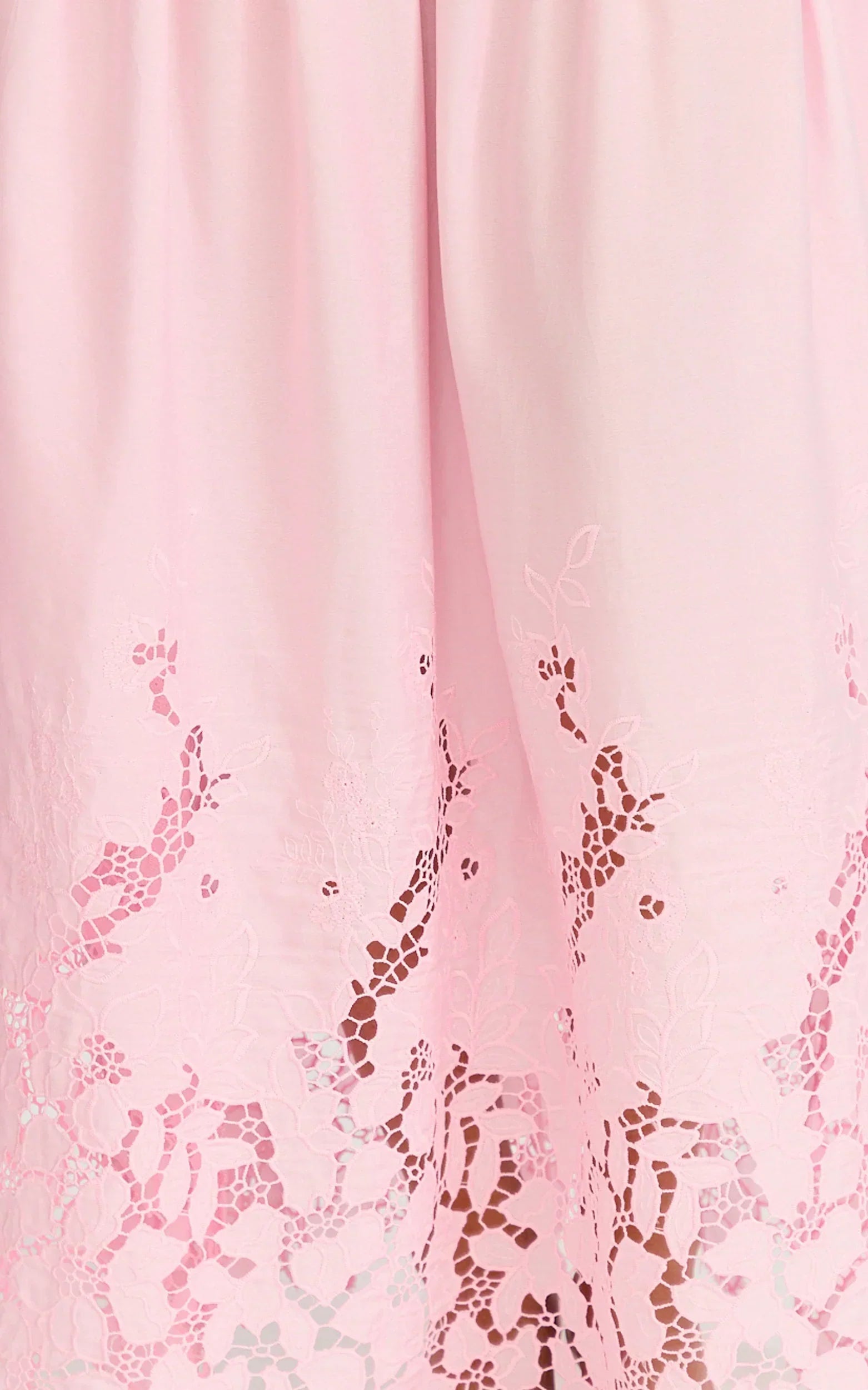 Everly Maxi Dress - Straight Neck Broderie Cut Out Hem Dress In Pink