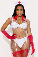 Got Your Pulse Racing Nurse 6 Piece Costume Set - White/combo