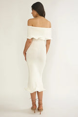 Rayna Off-Shoulder Midi Dress Ivory