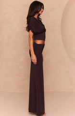 I'm Your Girl Off Shoulder Maxi Dress Chocolate