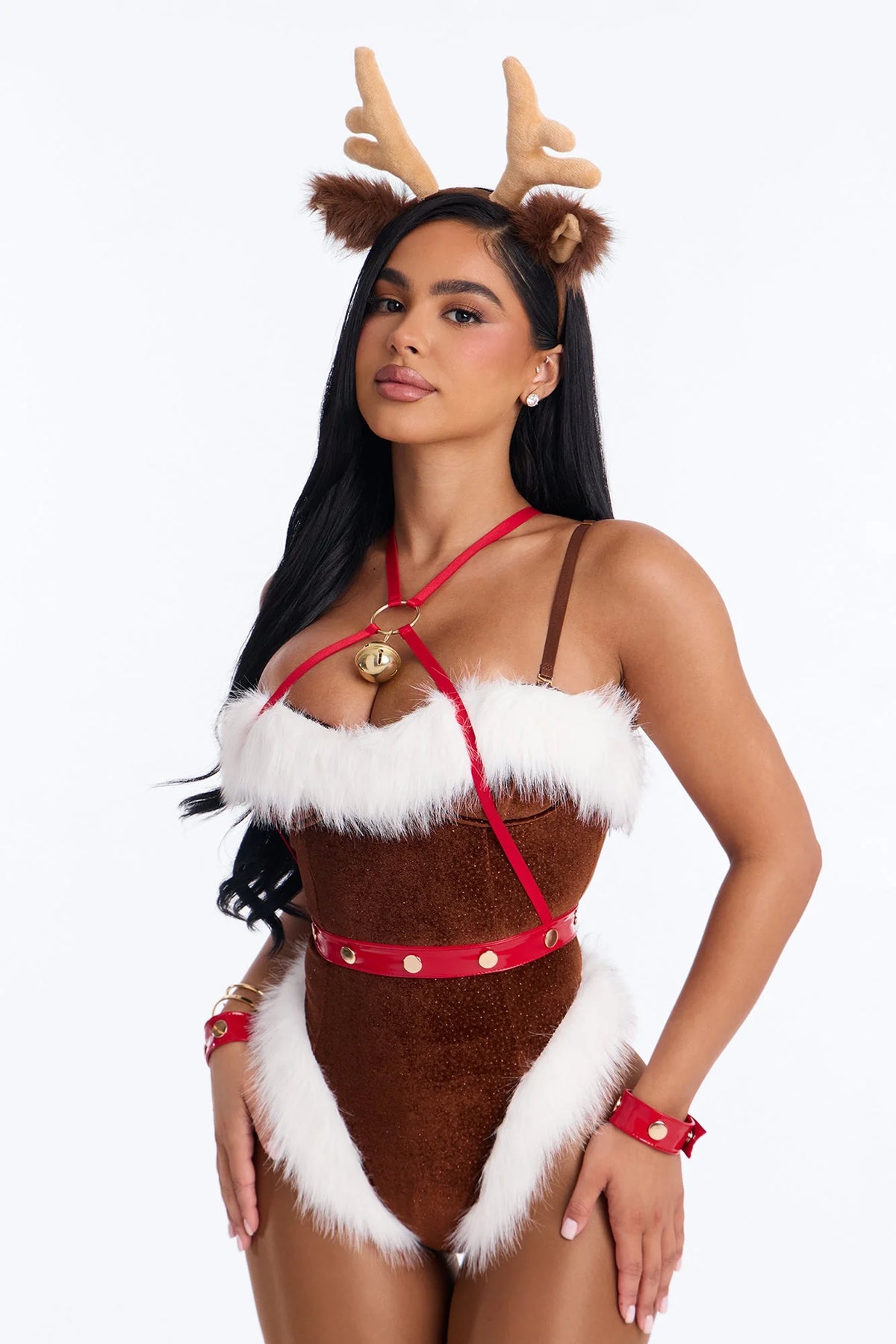 Reindeer Romance 5 Piece Costume Set - Brown/combo