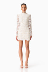 Cora Long Sleeve Mini Dress in White