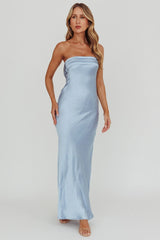 Kona Strapless Open Back Maxi Dress Blue