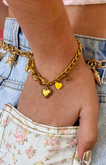 Gold Heart Chain Bracelet (FREE over $110)
