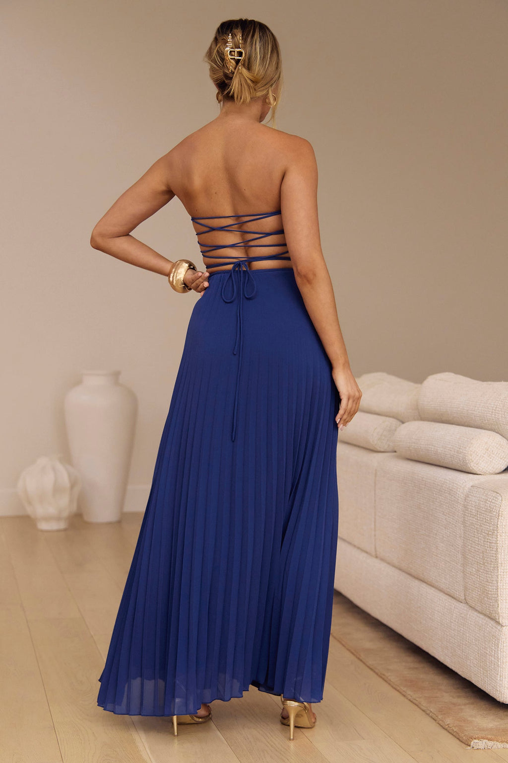 Rosewater Roads Strapless Maxi Dress Navy