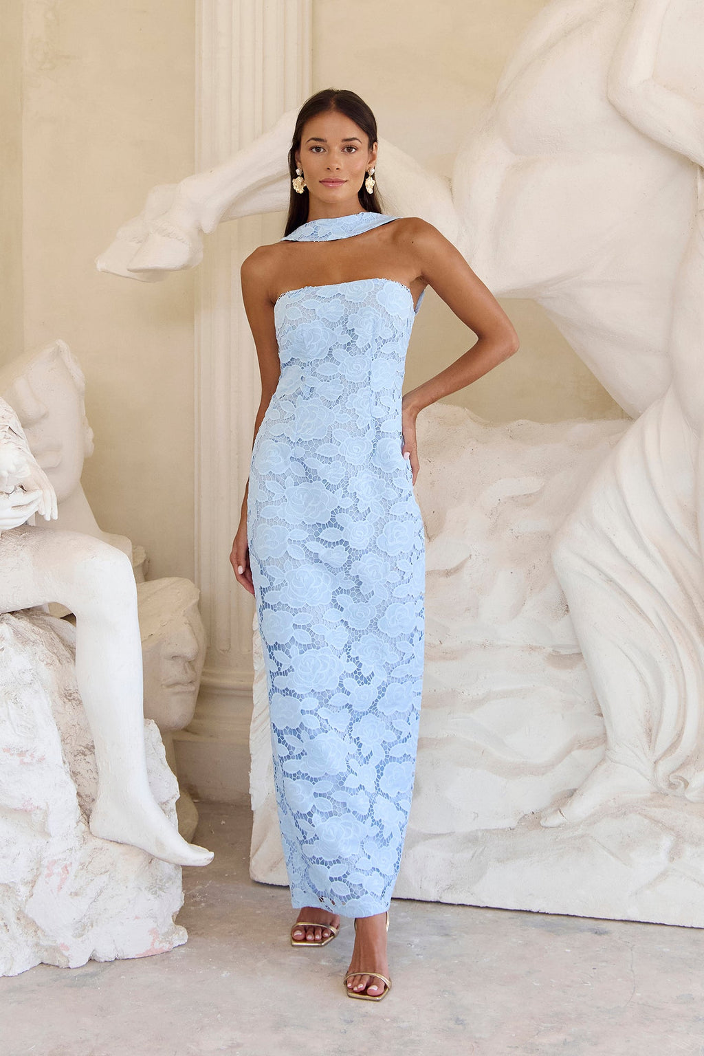 In Orbit Halter Maxi Dress Blue