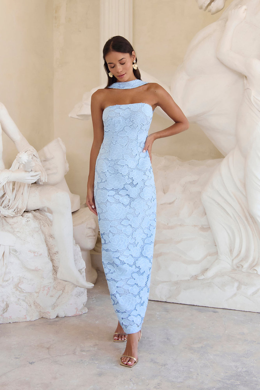 In Orbit Halter Maxi Dress Blue
