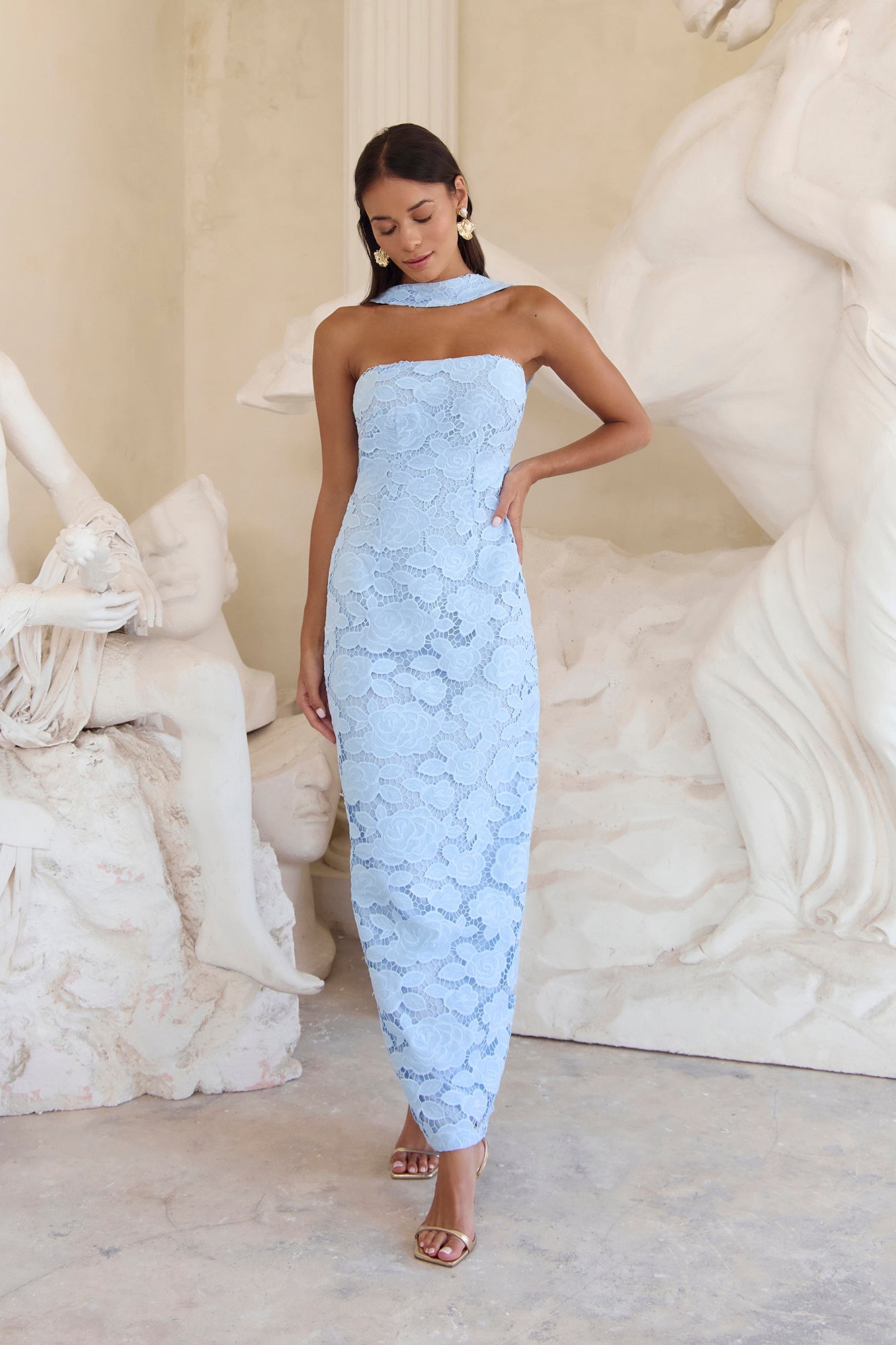 In Orbit Halter Maxi Dress Blue