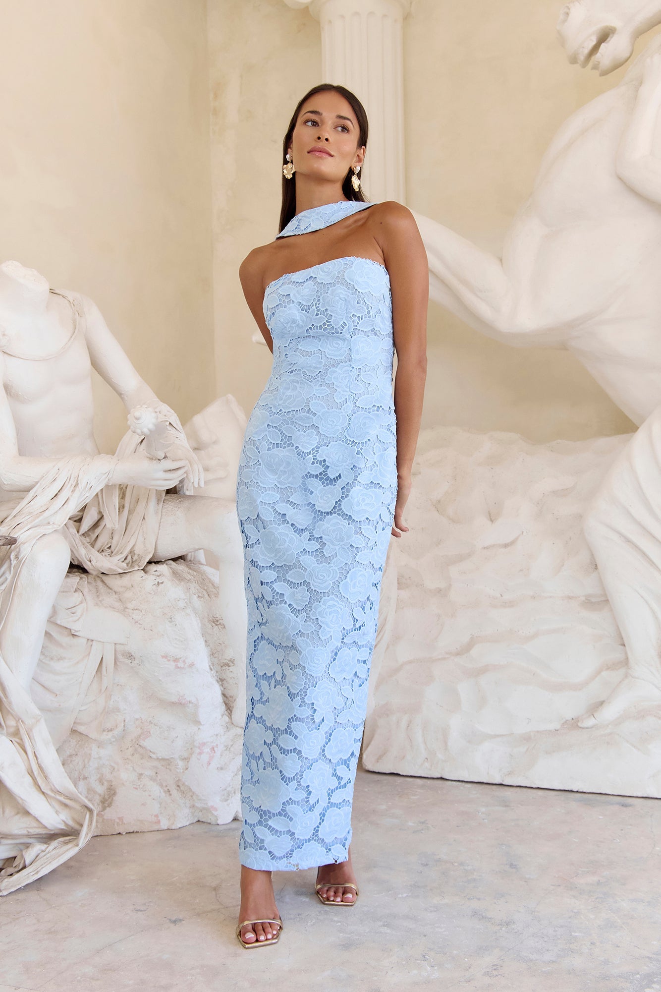In Orbit Halter Maxi Dress Blue