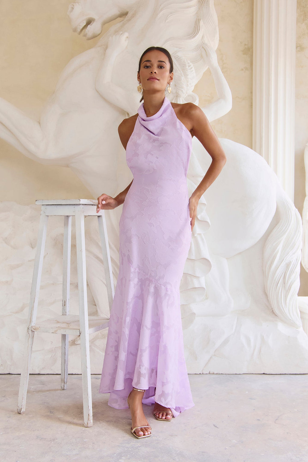Letters Of Love Halter Maxi Dress Lilac