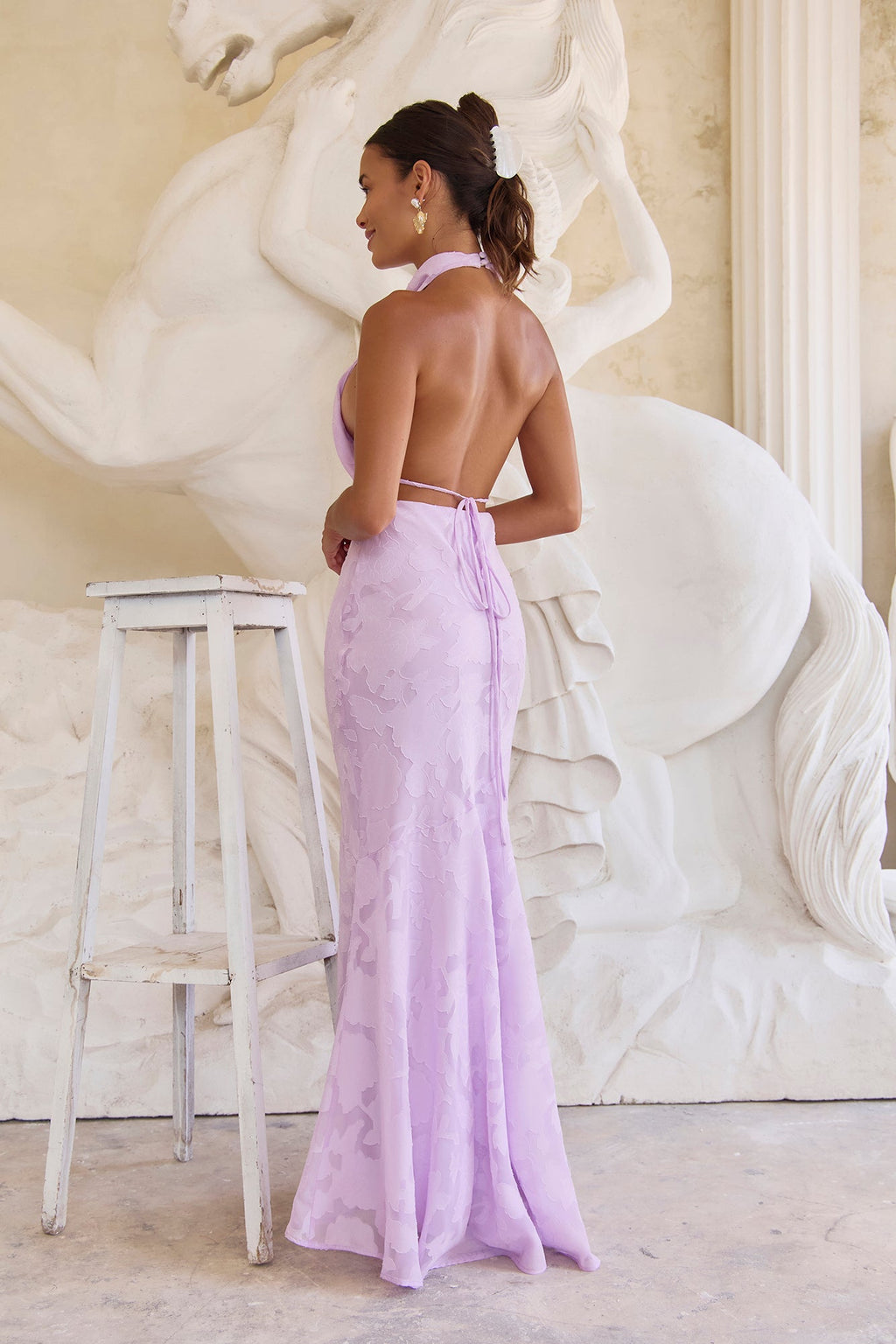 Letters Of Love Halter Maxi Dress Lilac