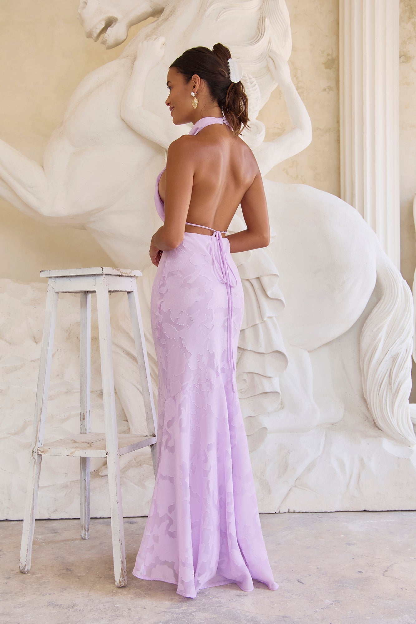 Letters Of Love Halter Maxi Dress Lilac