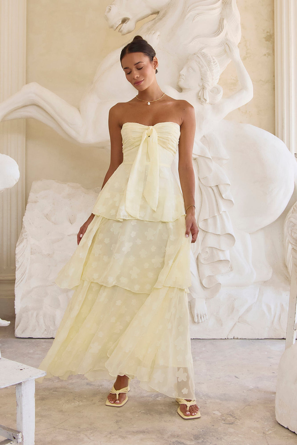 Higher Skies Strapless Maxi Dress Yellow