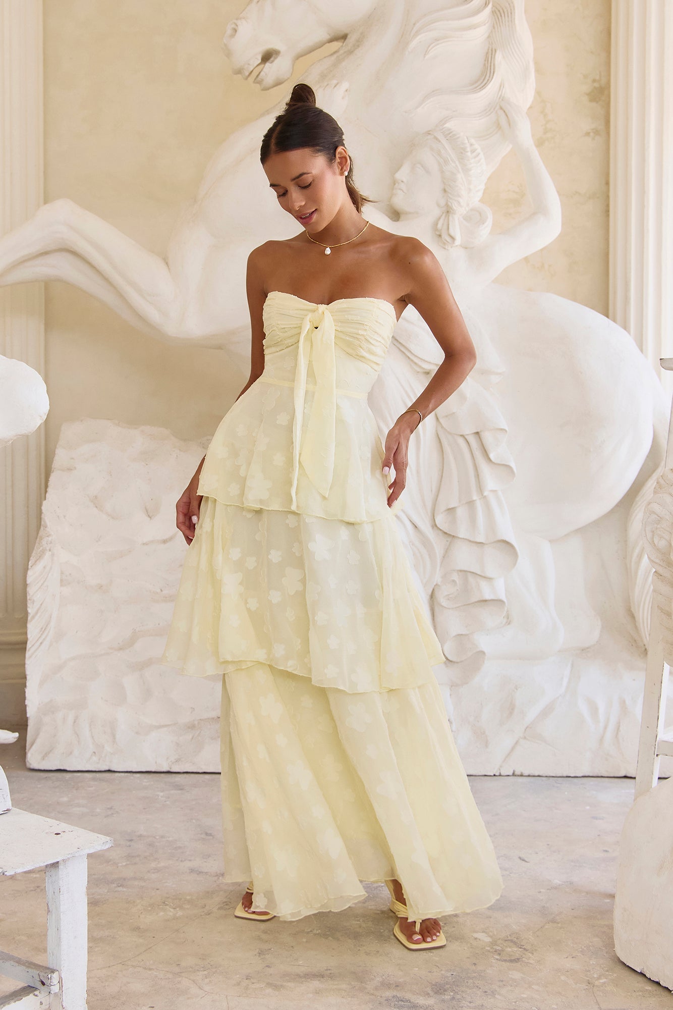 Higher Skies Strapless Maxi Dress Yellow