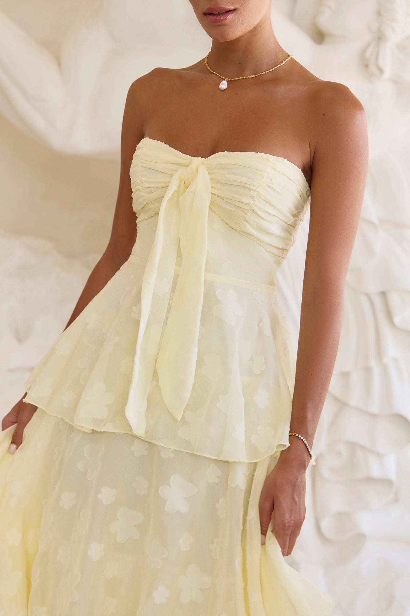 Higher Skies Strapless Maxi Dress Yellow
