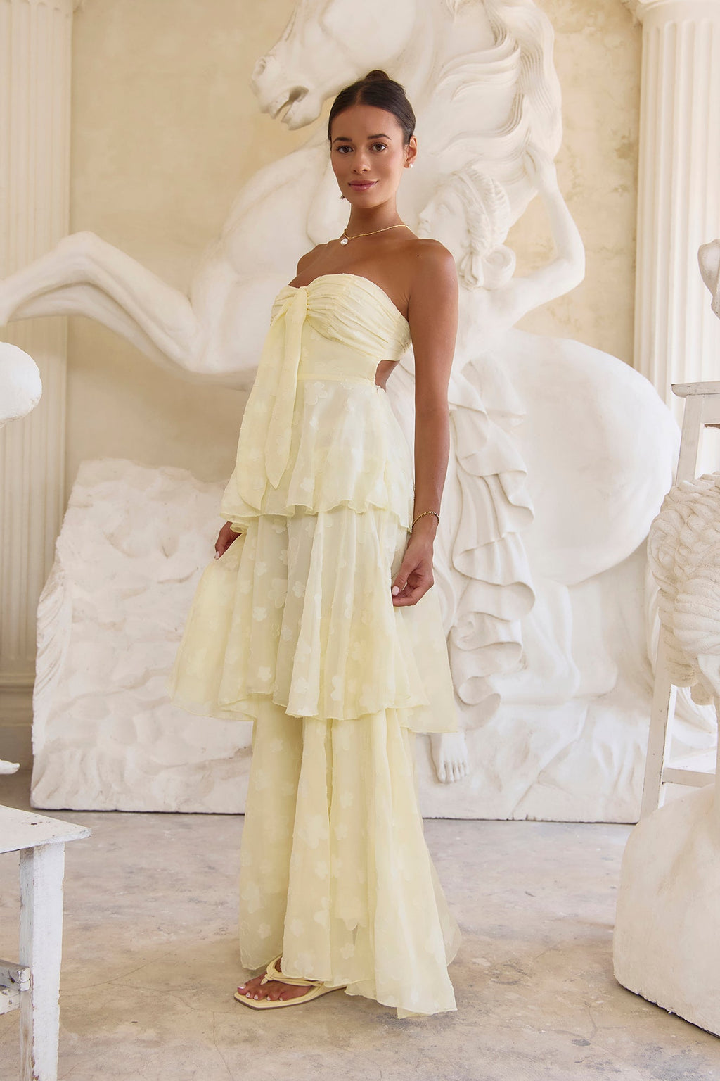 Higher Skies Strapless Maxi Dress Yellow