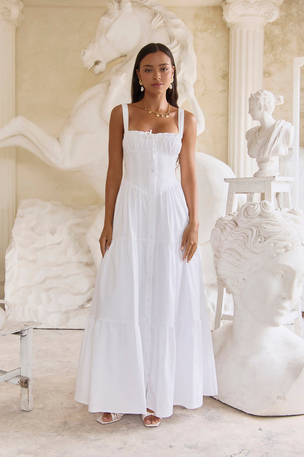 Fashion Snap Maxi Dress White