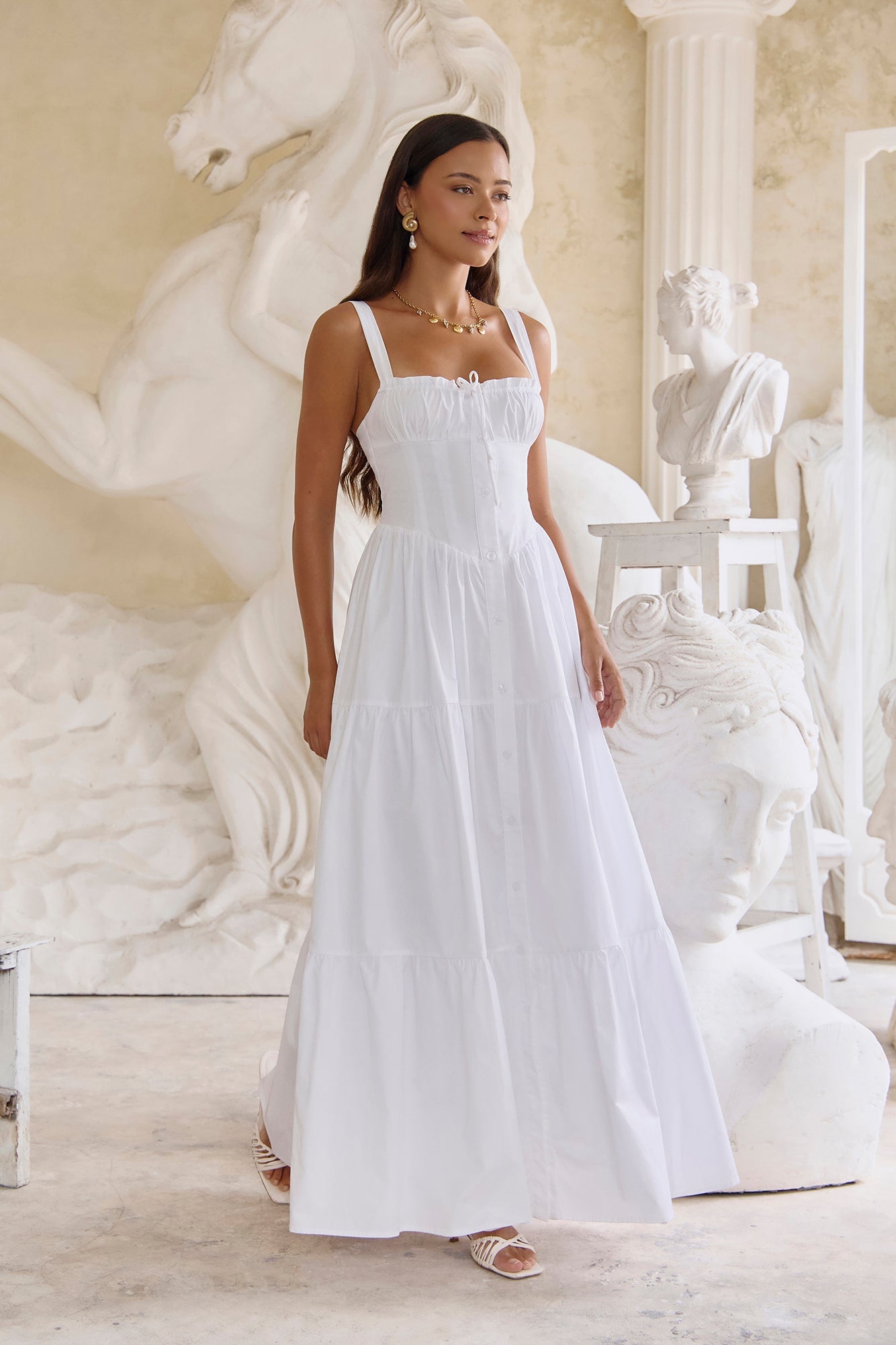 Fashion Snap Maxi Dress White
