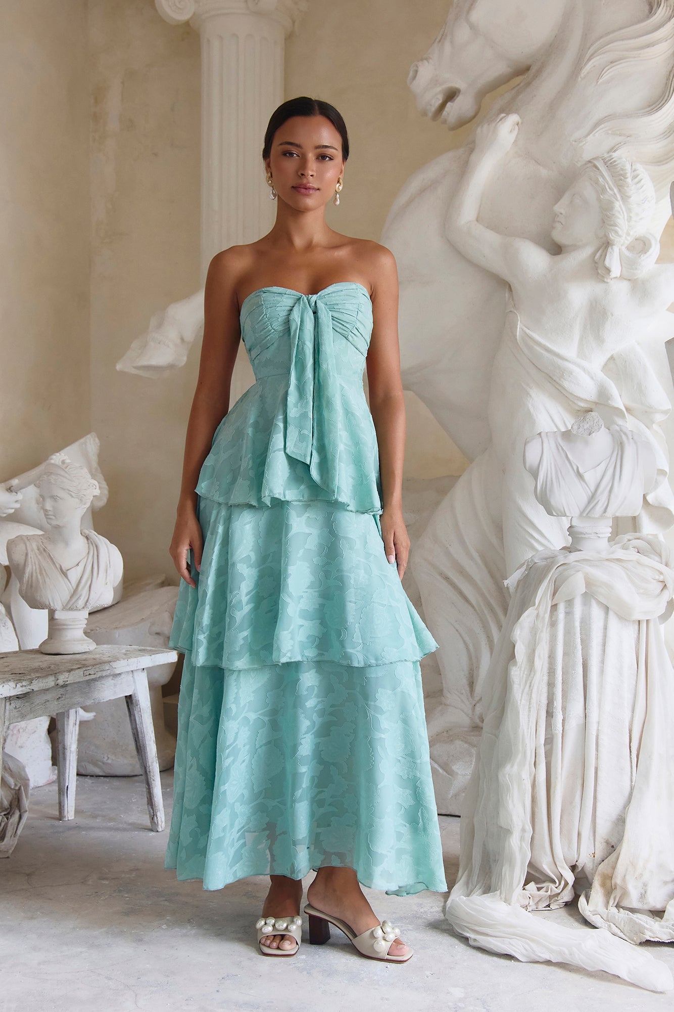 Know Your Heart Strapless Maxi Dress Sage