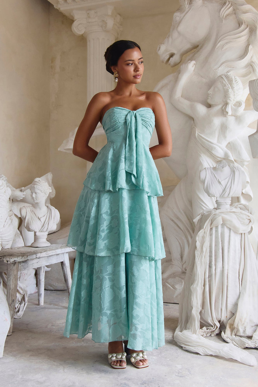 Know Your Heart Strapless Maxi Dress Sage