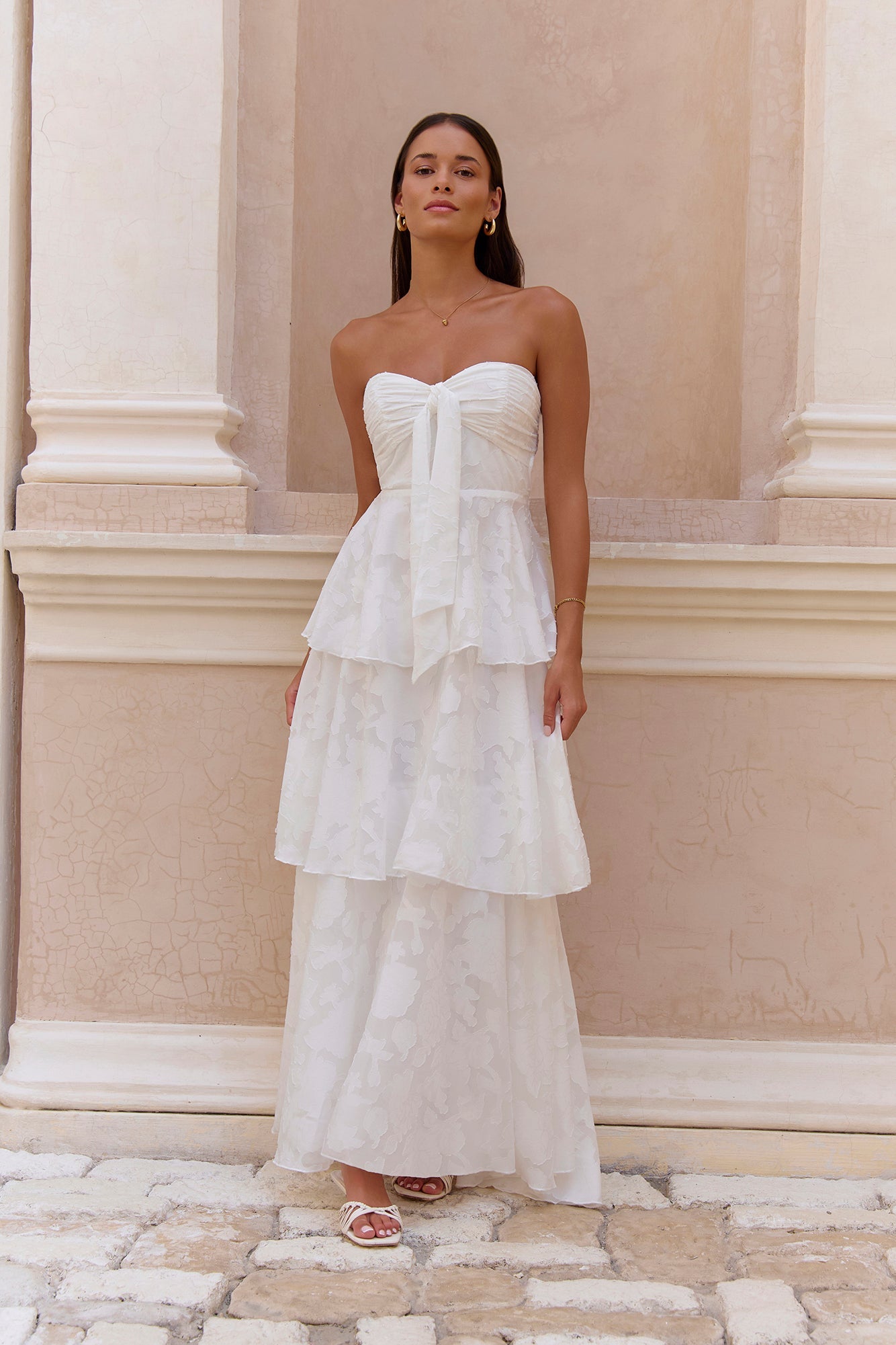 Know Your Heart Strapless Maxi Dress White