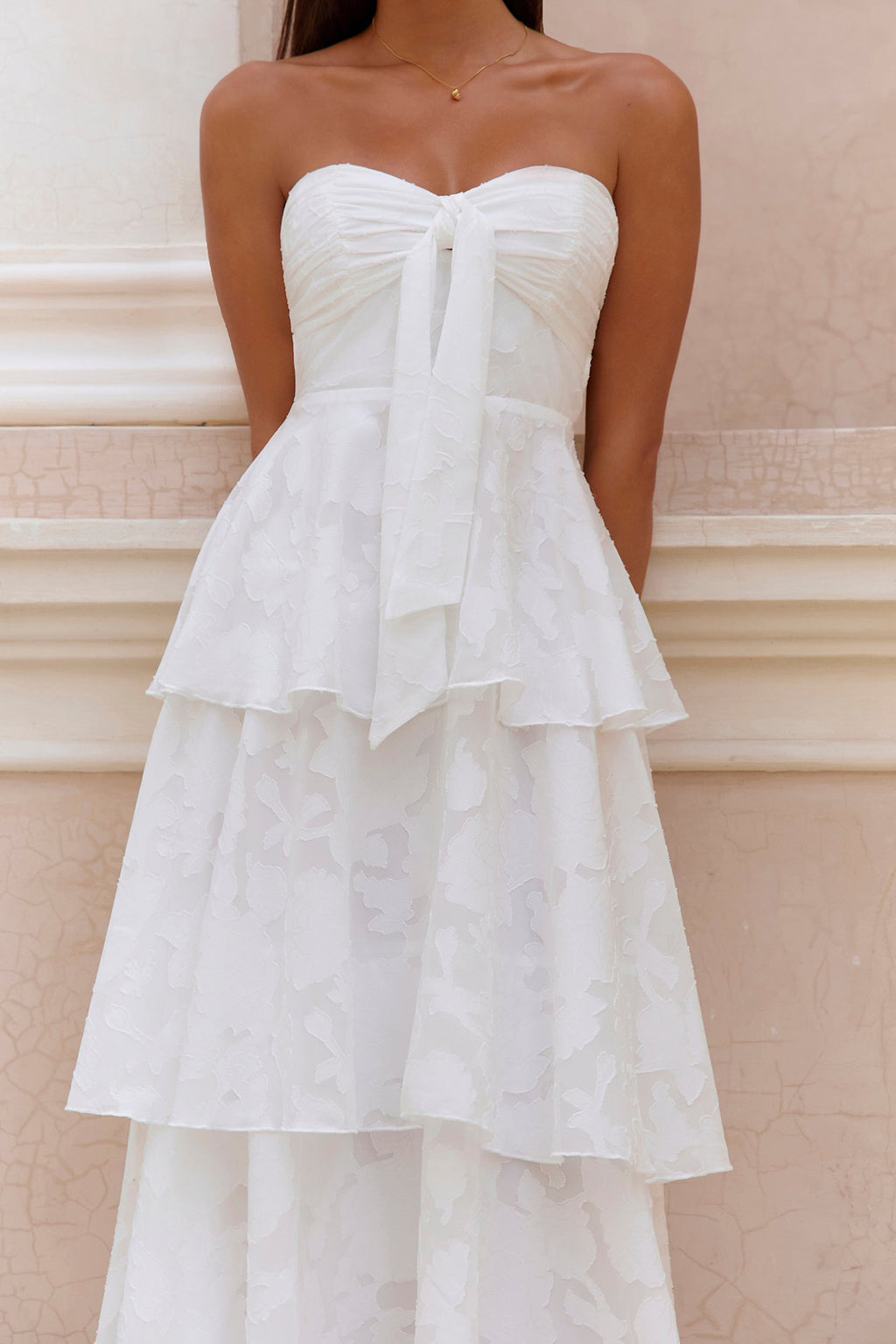 Know Your Heart Strapless Maxi Dress White