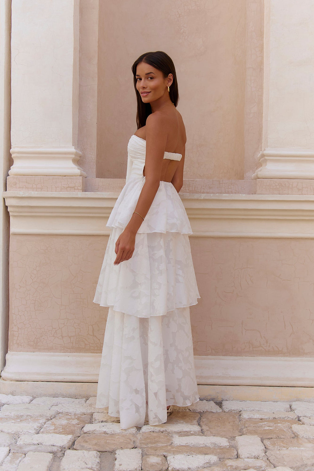 Know Your Heart Strapless Maxi Dress White