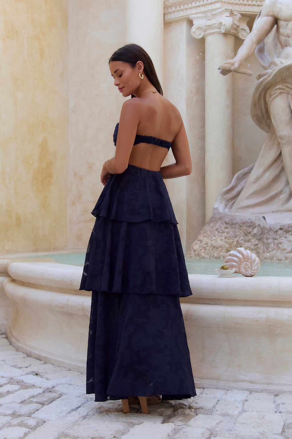 Know Your Heart Strapless Maxi Dress Navy
