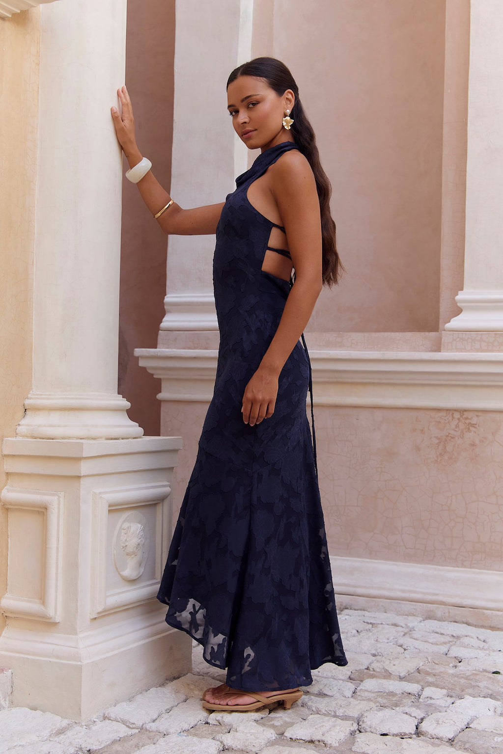 Letters Of Love Halter Maxi Dress Navy