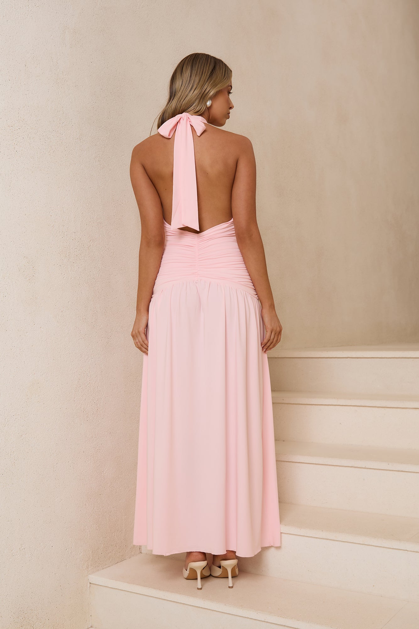 Whispered Promise Halter Maxi Dress Pink
