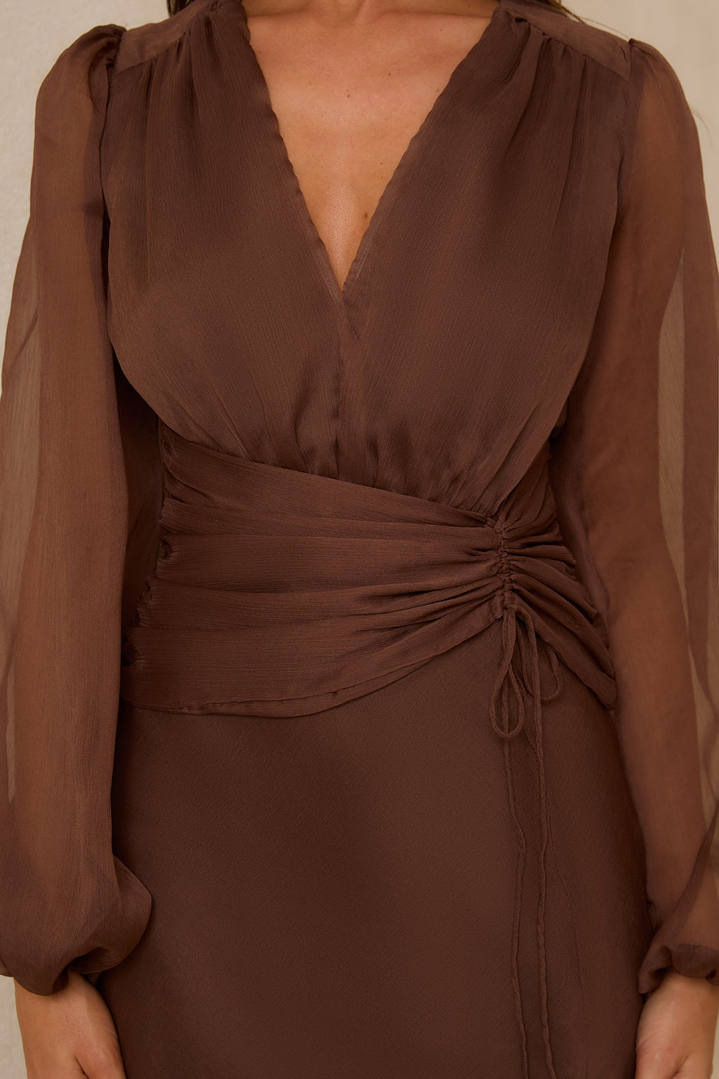 Our Nostalgia Long Sleeve Maxi Dress Brown