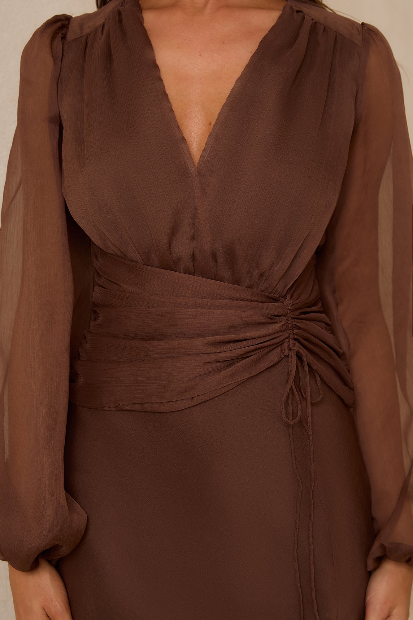 Our Nostalgia Long Sleeve Maxi Dress Brown