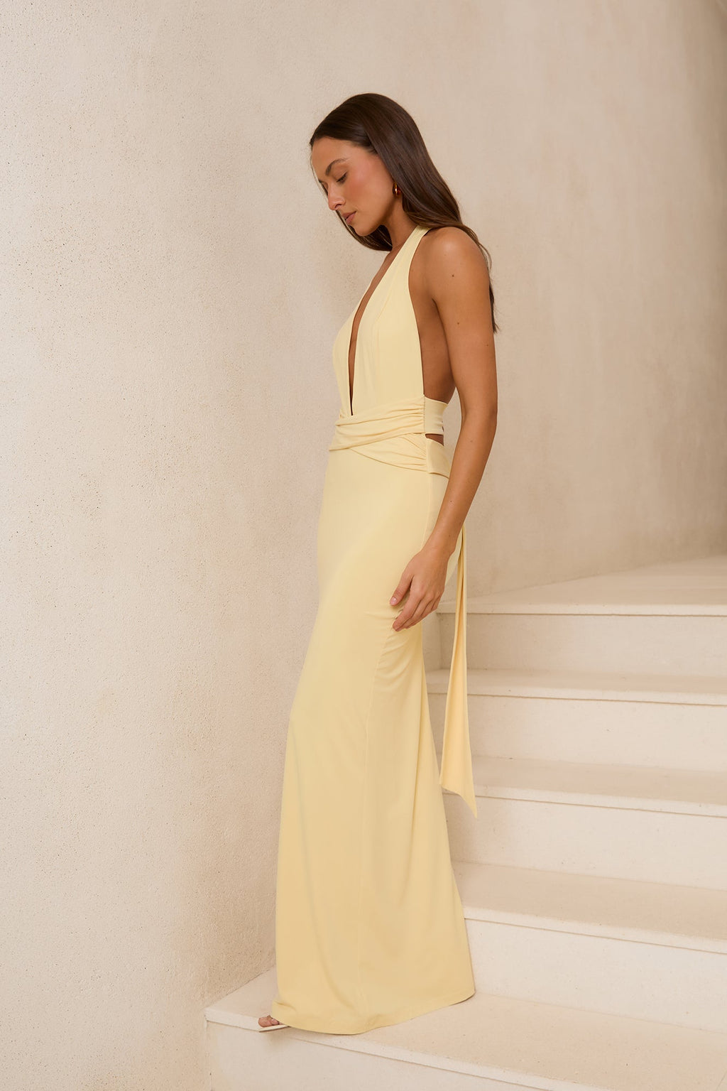 Amira Halter Maxi Dress Yellow