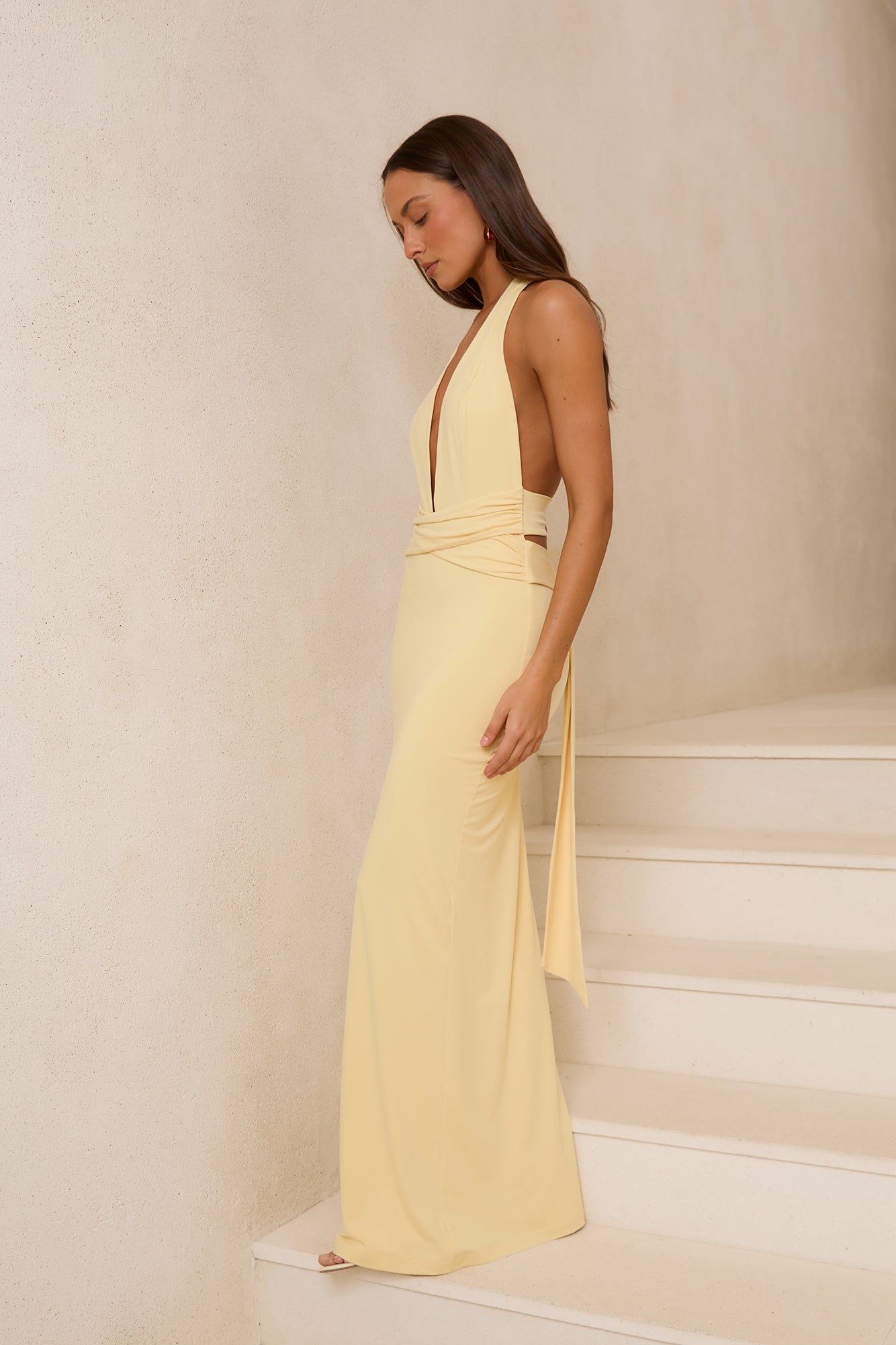 Amira Halter Maxi Dress Yellow